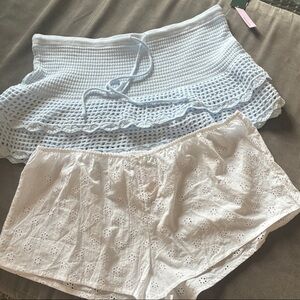 2 piece beach Crochet skirts an and eyelet shorts new with tags size XL